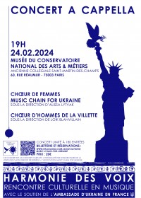 Les Chœur Music Chain for Ukraine et Chœur d'hommes de La Villette en concert