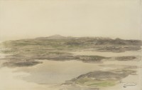 Rosa Bonheur (Bordeaux 1822 – 1899 Thomery, Seine-et-Marne), Les Marécages
Aquarelle. – 244 × 384 mm
