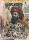 GIOVANNI CERRI. Portrait de Marco Polo. Technique mixte. 85x62 cm. 2024
