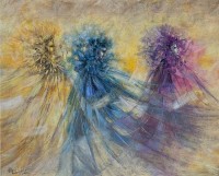 CHUNG-HING. Les trois énigmes ou la danse vénitienne. Huile sur toile. 54x65 cm. 2024