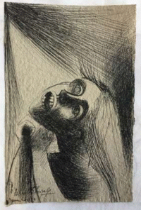 Roberta González, Le Cri d'horreur, 11/1939, Encre sur papier,
28,5 x 18,3 cm, Centre Pompidou, Musée national d'art
moderne, Don Succession González, 2023, AM 2023-441