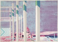 Leonardo Cremonini, La Spiaggia tra le righe / La Plage entre les lignes, 1967, lithographie, impression en 7 couleurs sur vélin, 46,9 x 65,2 cm 