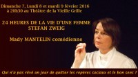 24 heures de la vie d'une femme : Mady Mantelin au Théâtre de la Vieille Grille